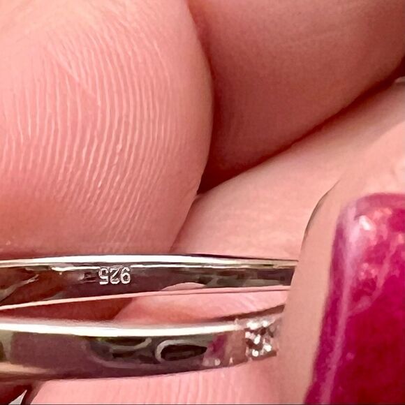 925 Sterling Silver CZ Diamond Heart Knot Sizes 6&7 - Picture 5 of 6